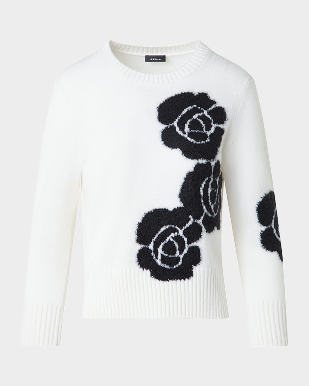 3D Anemone Cashmere-Silk Crewneck Sweater