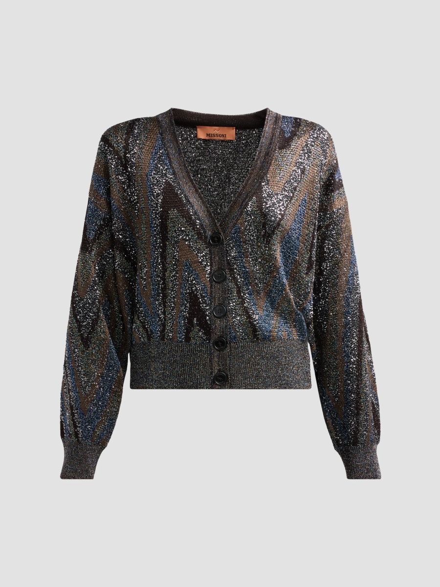Missoni Women's Metallic Knit Oversized Cardigan - Black Blue - Size 8
