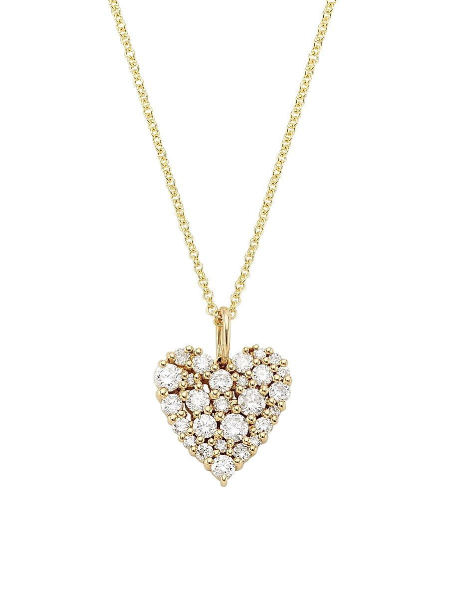 Women's 14K Yellow Gold & 0.34 TCW Diamond Heart Pendant Necklace - Gold