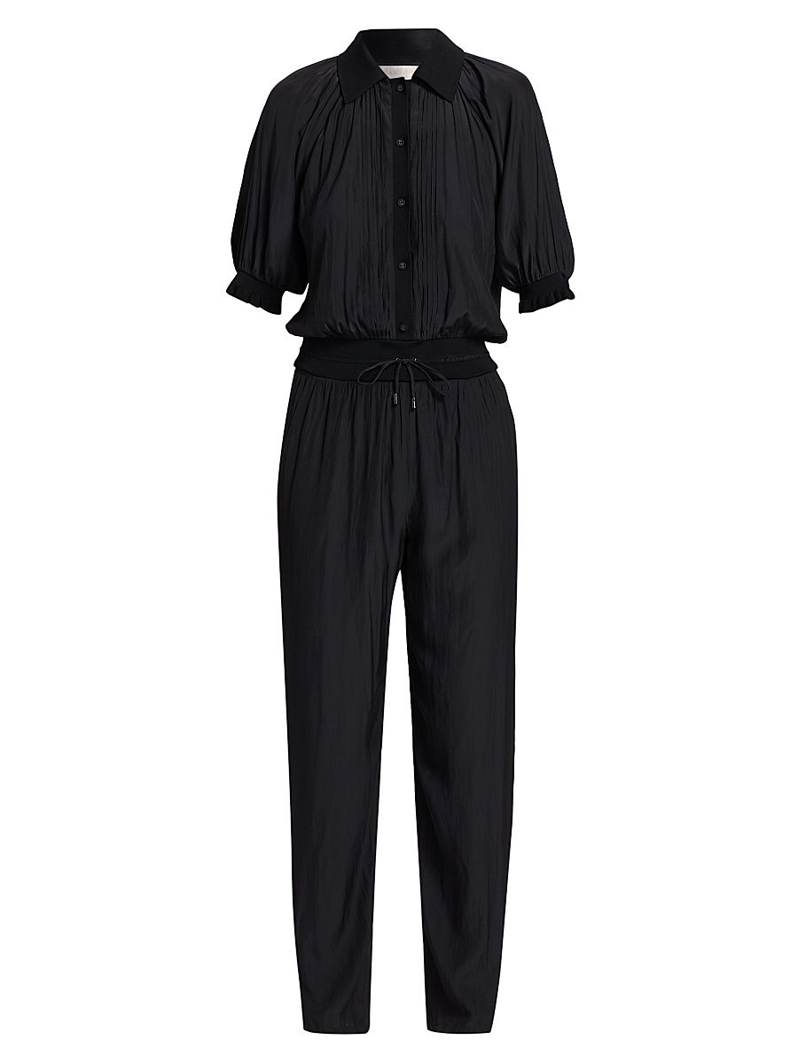 Women's Sylvia Button-Front Jumpsuit - Black - Size Small