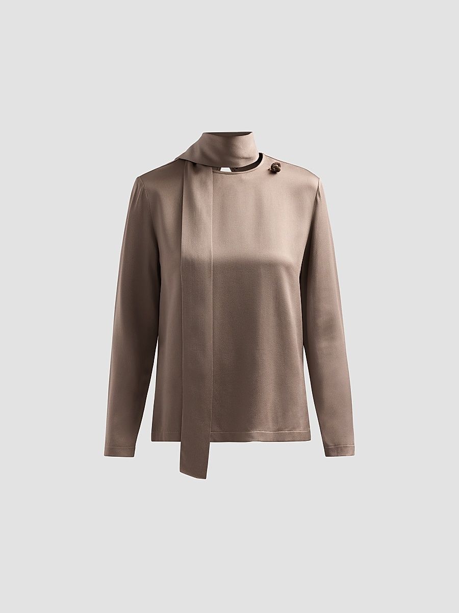 Women's Filo Diamanté Knot Pin Satin Top - Falcon - Size 8