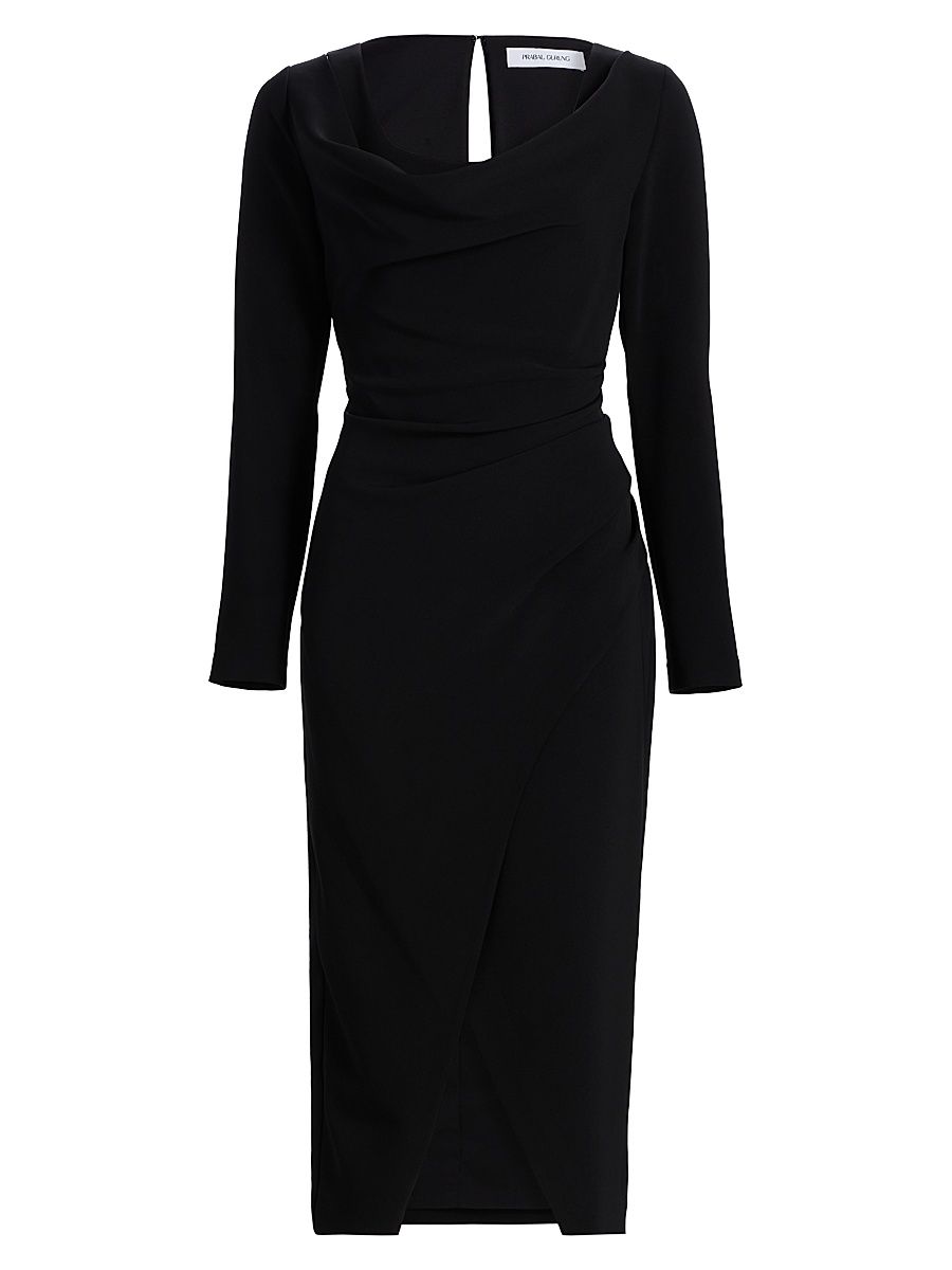 Women's Cowlneck Ruched Sheath Dress - Black - Size 0