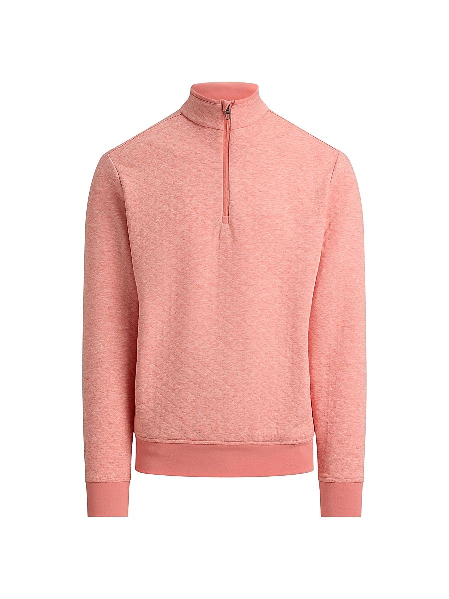 Men's Quilted Double-Knit Quarter-Zip Sweatshirt - Desert Rose Heather - Size XXL