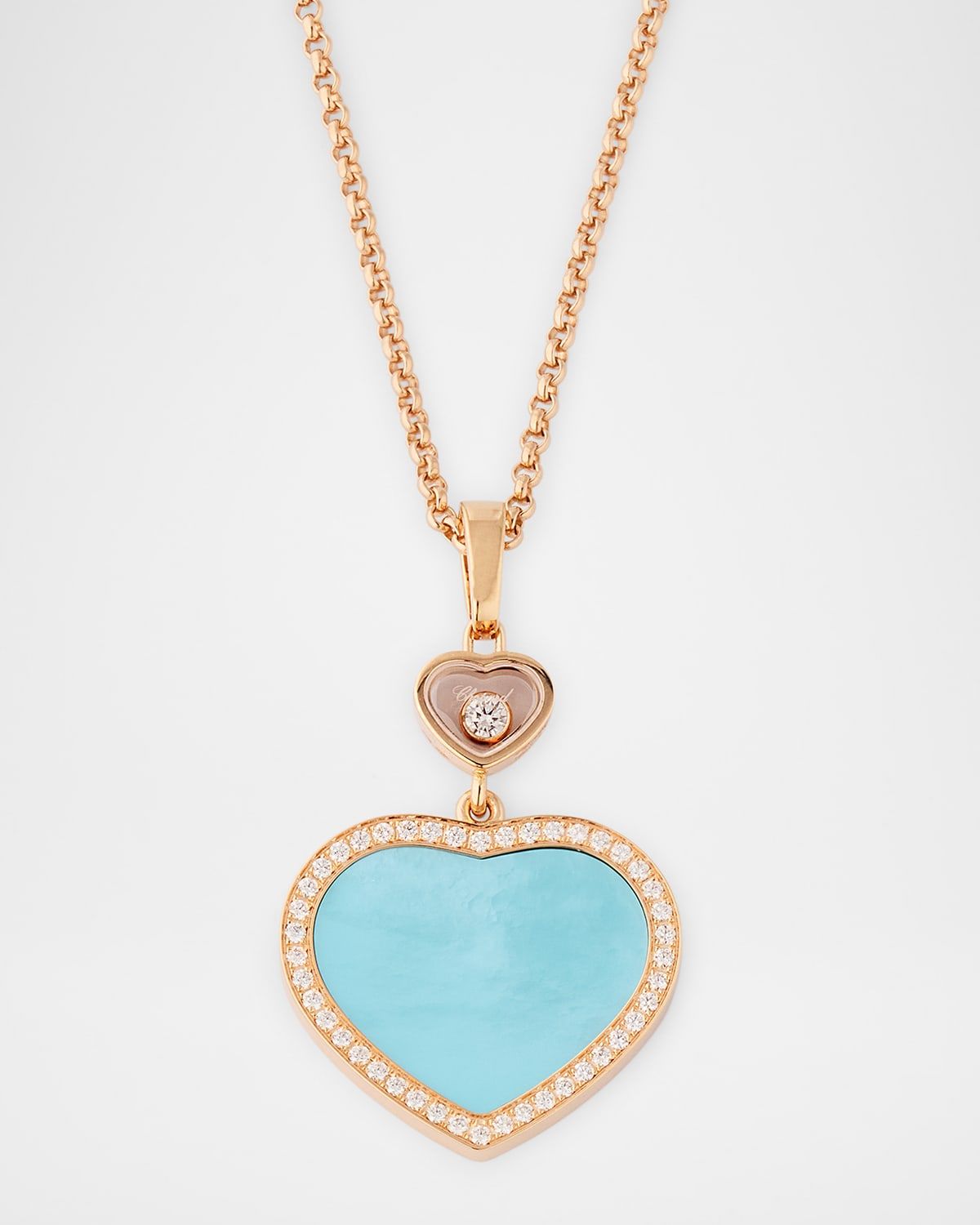Happy Hearts 18K Rose Gold Turquoise Mother-of-Pearl Necklace