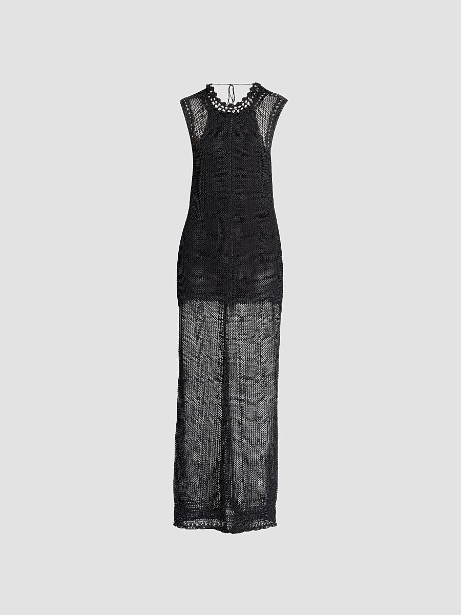 Isabel Marant Women's Metaya Cotton-Blend Mesh Maxi Dress - Black - Size 10