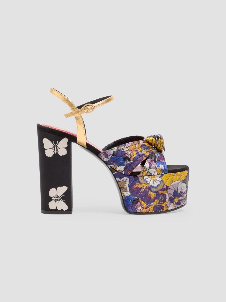 Valentino Women's Crasher 125MM Platform Sandals in Après L'hiver Jacquard Fabric - Multicolor - Size 9