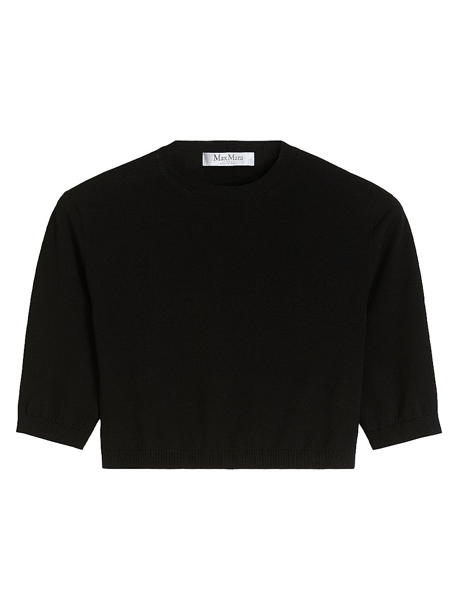 Women's Stretch Viscose Cropped Jumper - Black - Size XL