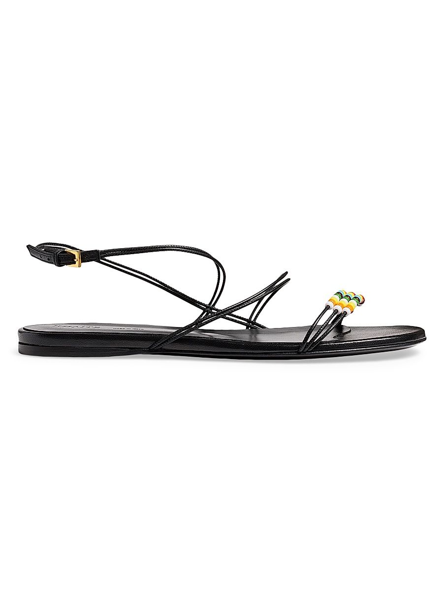 Women's Loop Bead-Embellished Sandals - Black Multi - Size 7