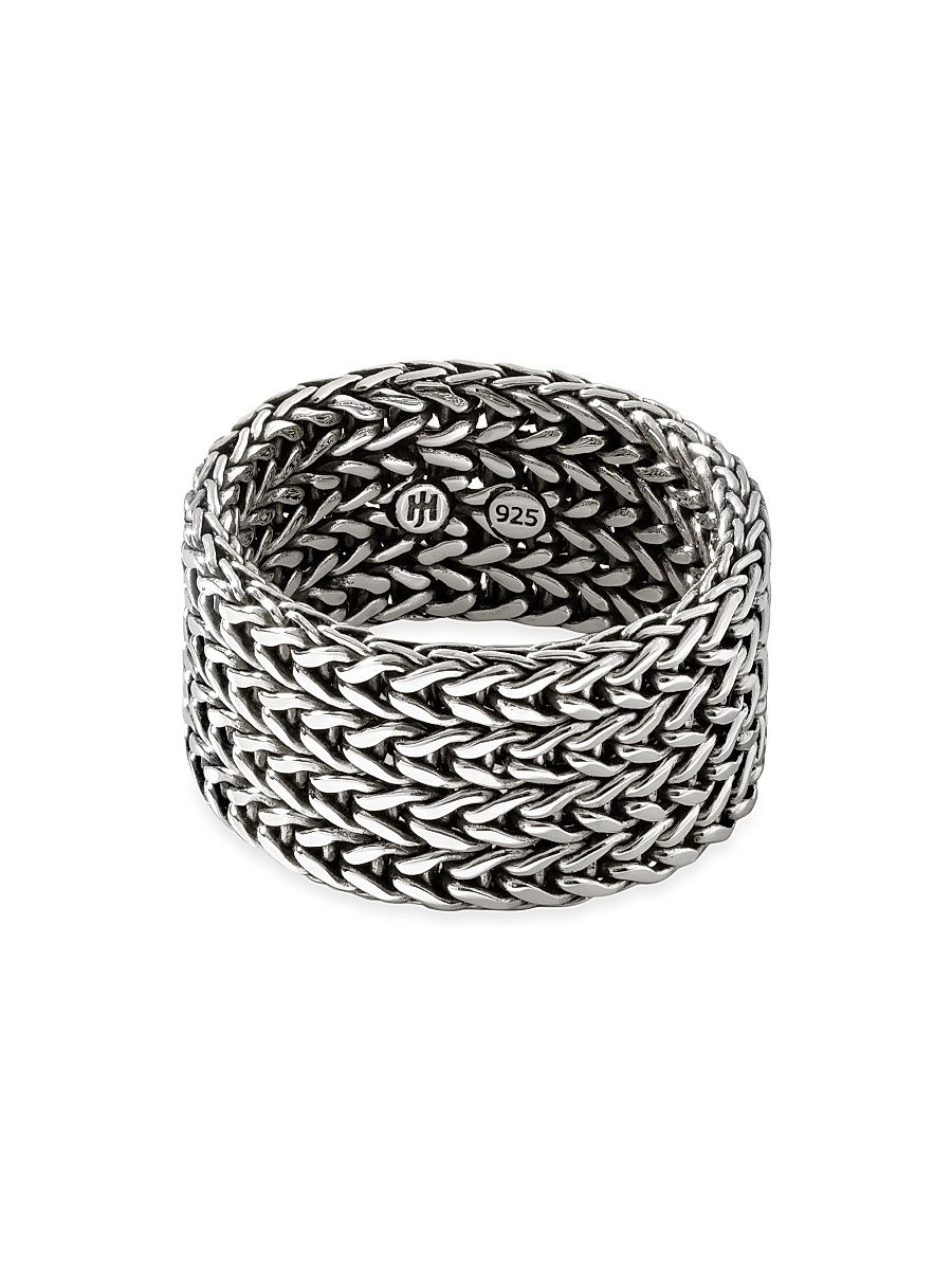 Men's Indonesia Rata Chain Sterling Silver Band Ring - Silver - Size 11