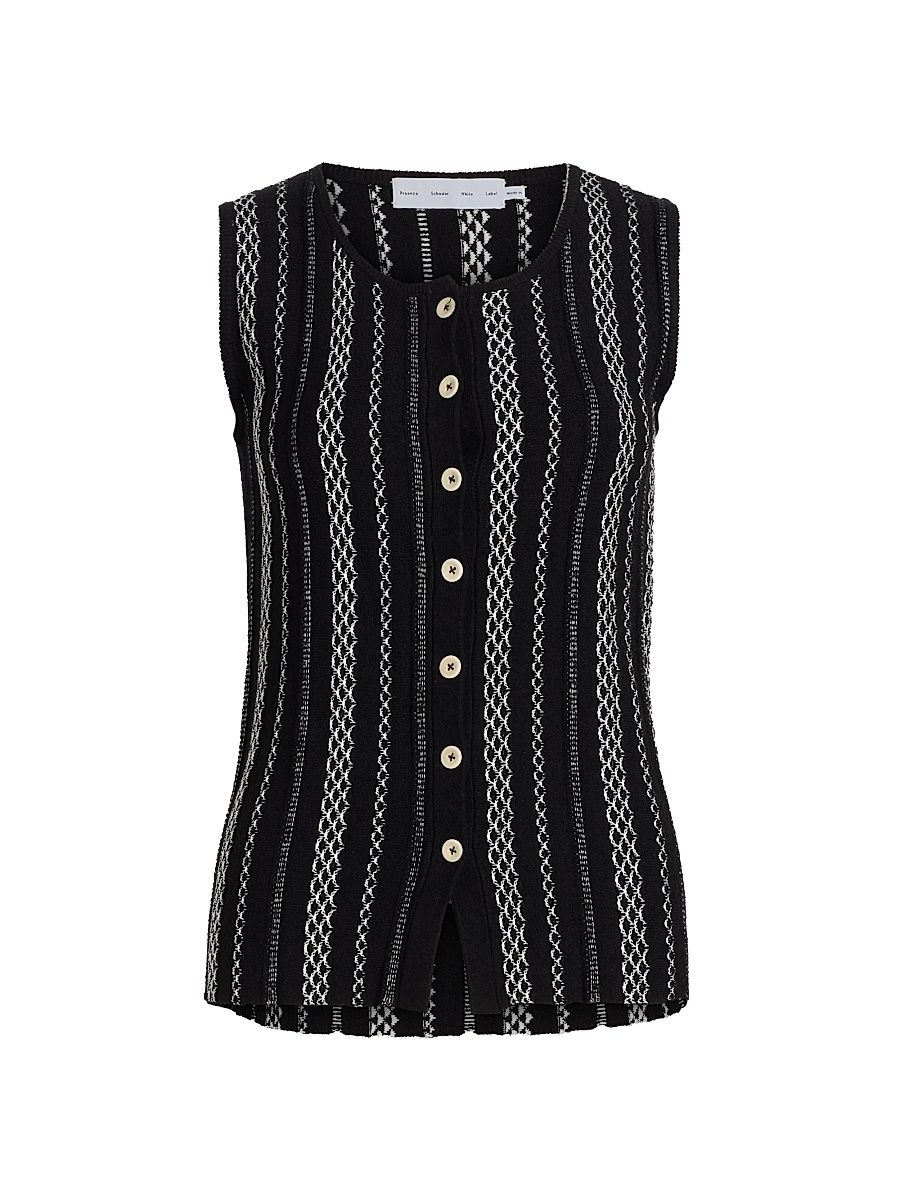 Women's Alyna Textured-Knit Vest - Black White - Size XS