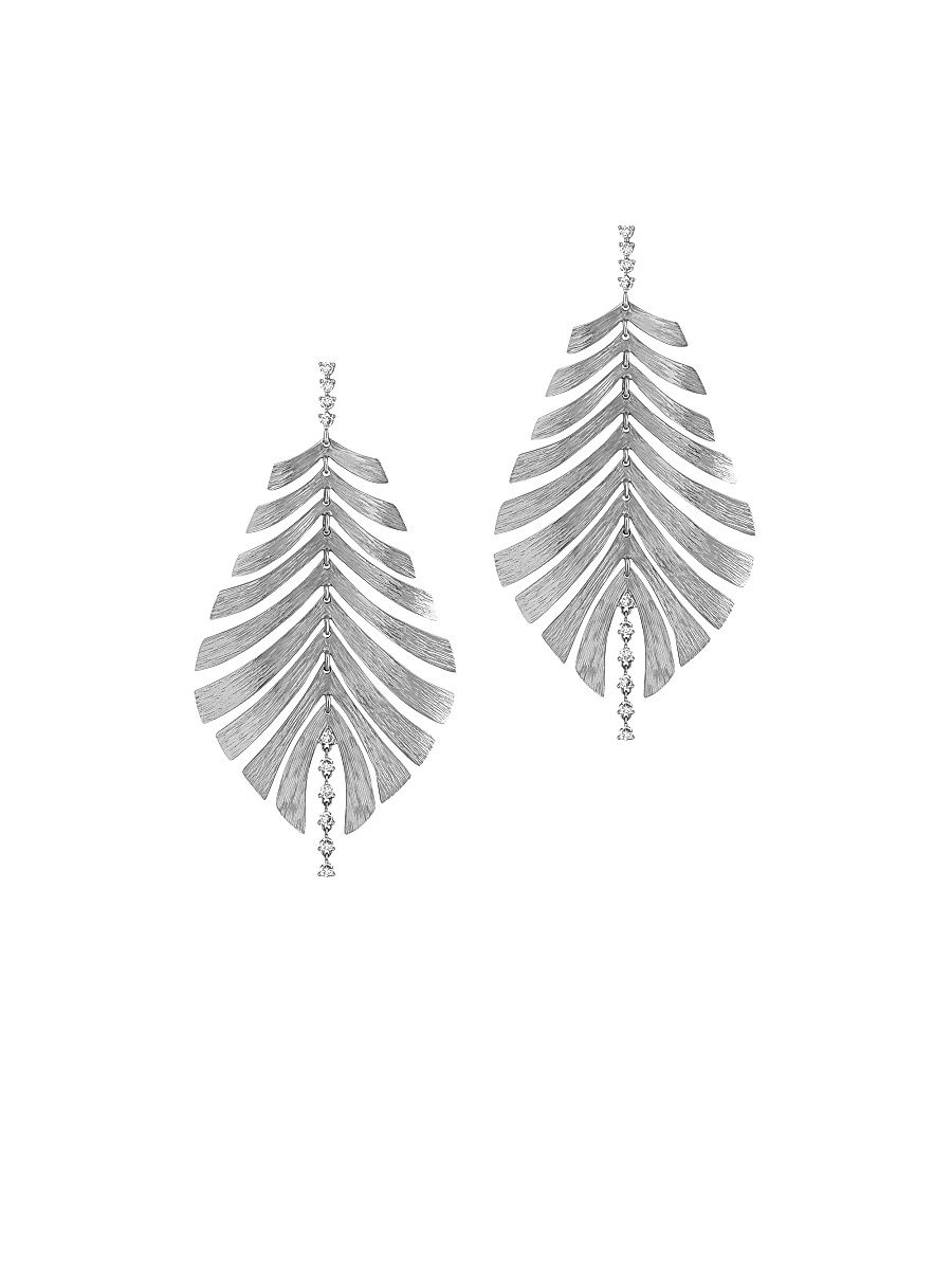 Women's Bahia 18K White Gold & 0.36 TCW Diamond Palm Leaf Drop Earrings - White Gold