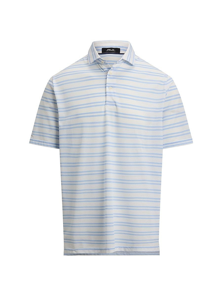 Men's Tour Pique Striped Polo Shirt - Office Blue Ceramic White - Size XXL