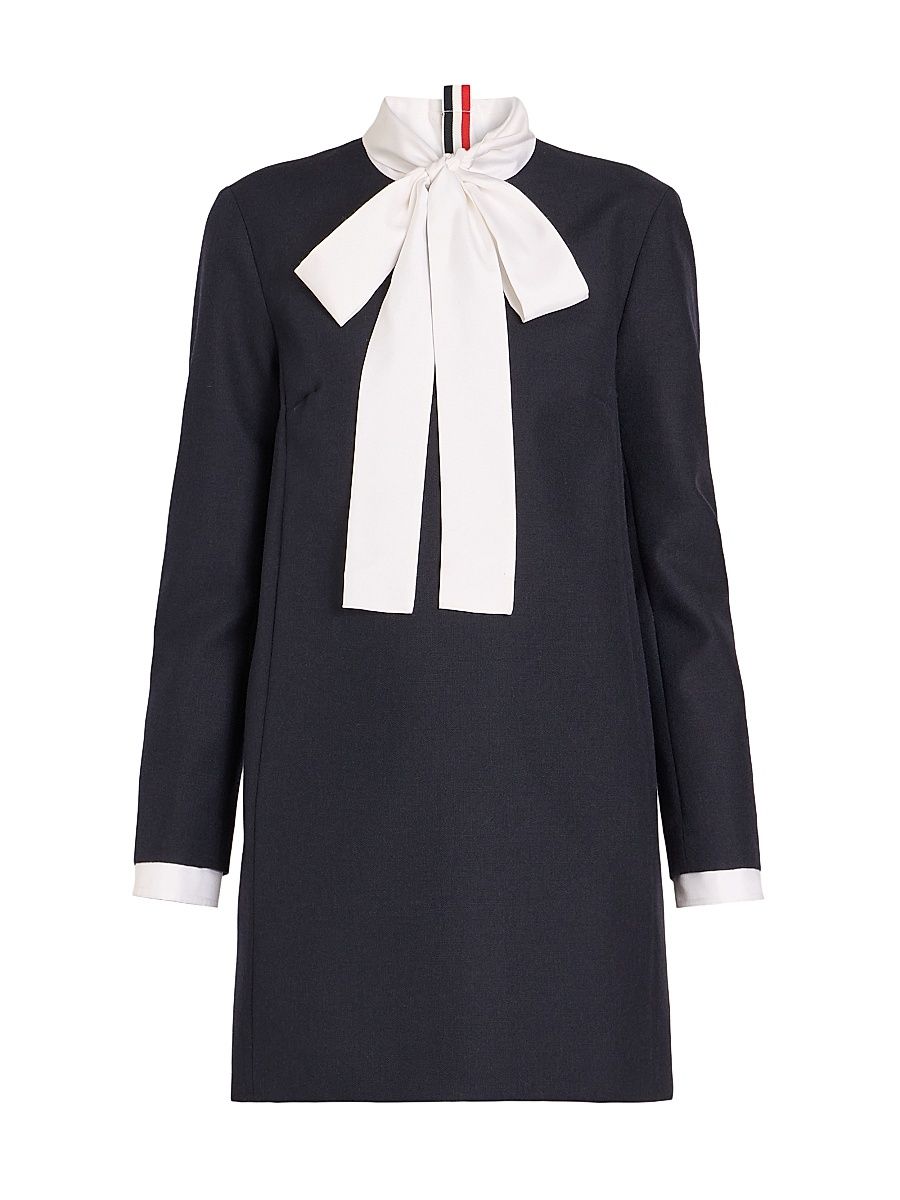 Women's Tieneck Virgin Wool-Silk Shift Minidress - Navy - Size 6