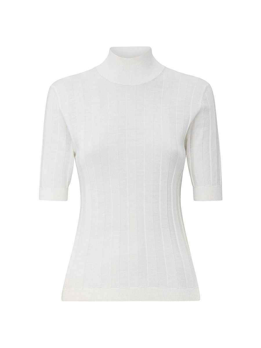 Women's Jordyn Short Sleeve Mock Neck Sweater - White - Size XL