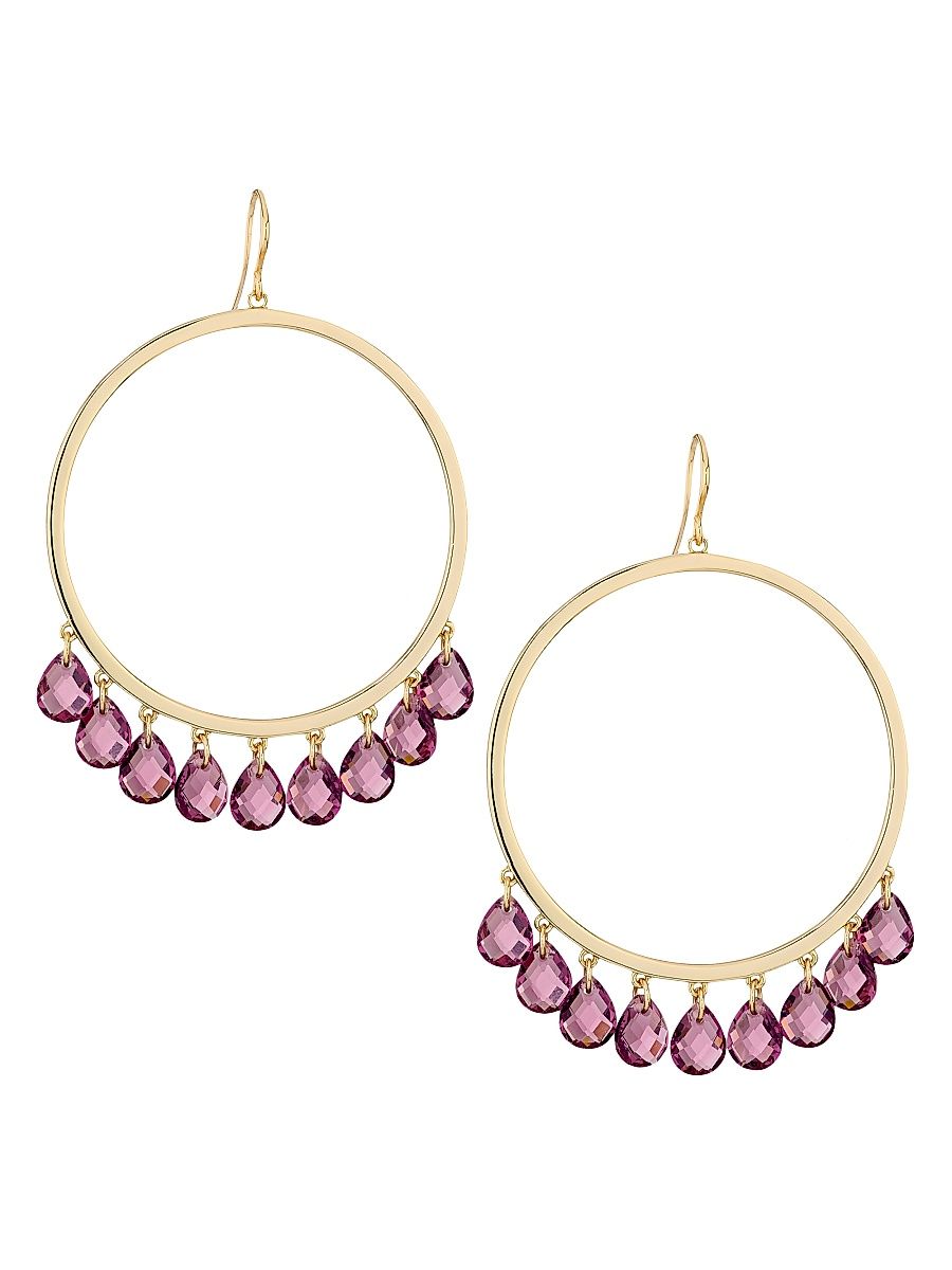 Women's Shani Goldtone & Glass Crystal Hoop Drop Earrings - Blackberry Smoke