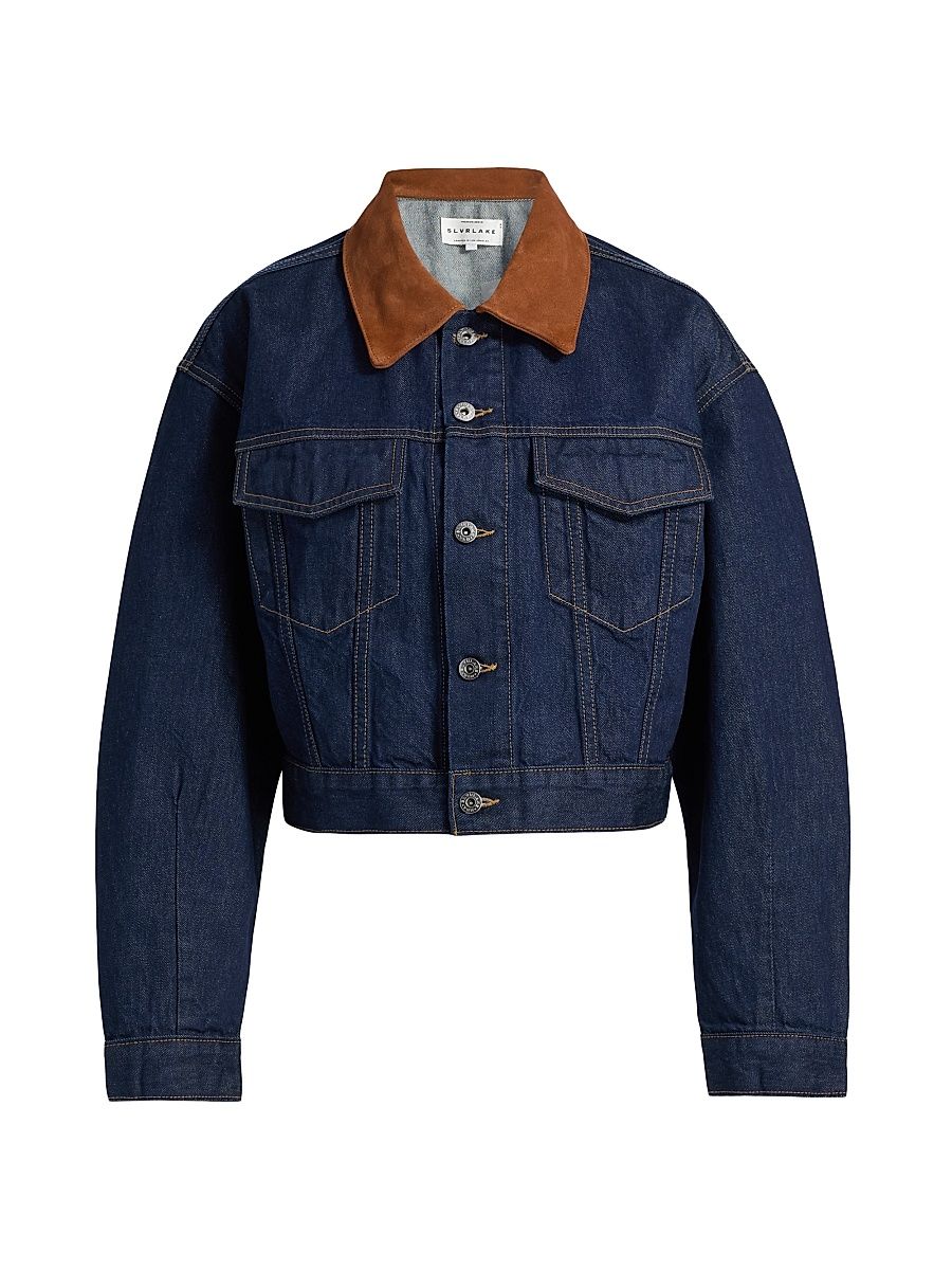 Women's Kira Curve Sleeve Cotton Trucker Jacket - Midnight Mile - Size XL