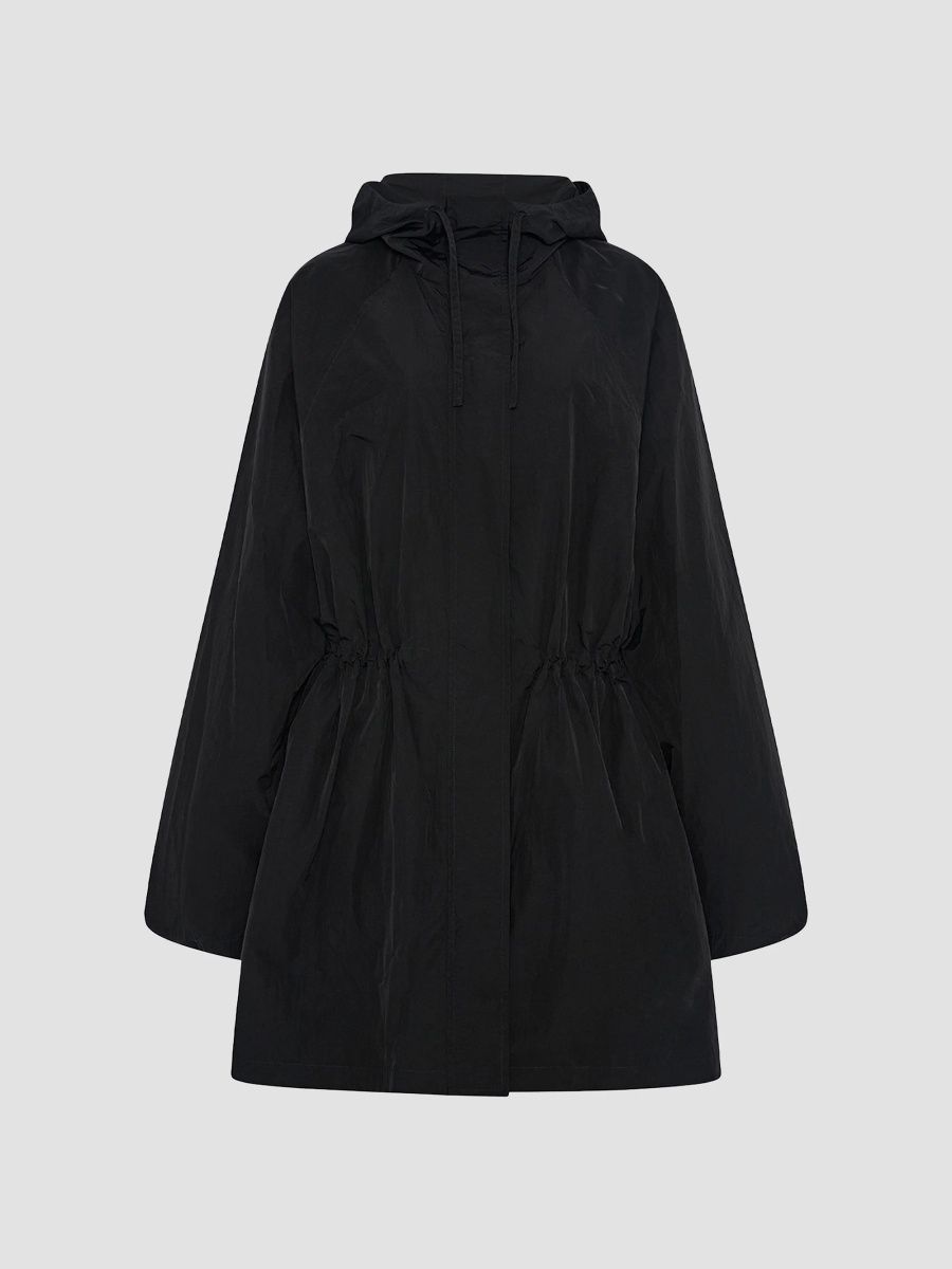 Another Tomorrow Women's Nylon Anorak Coat - Black - Size Small