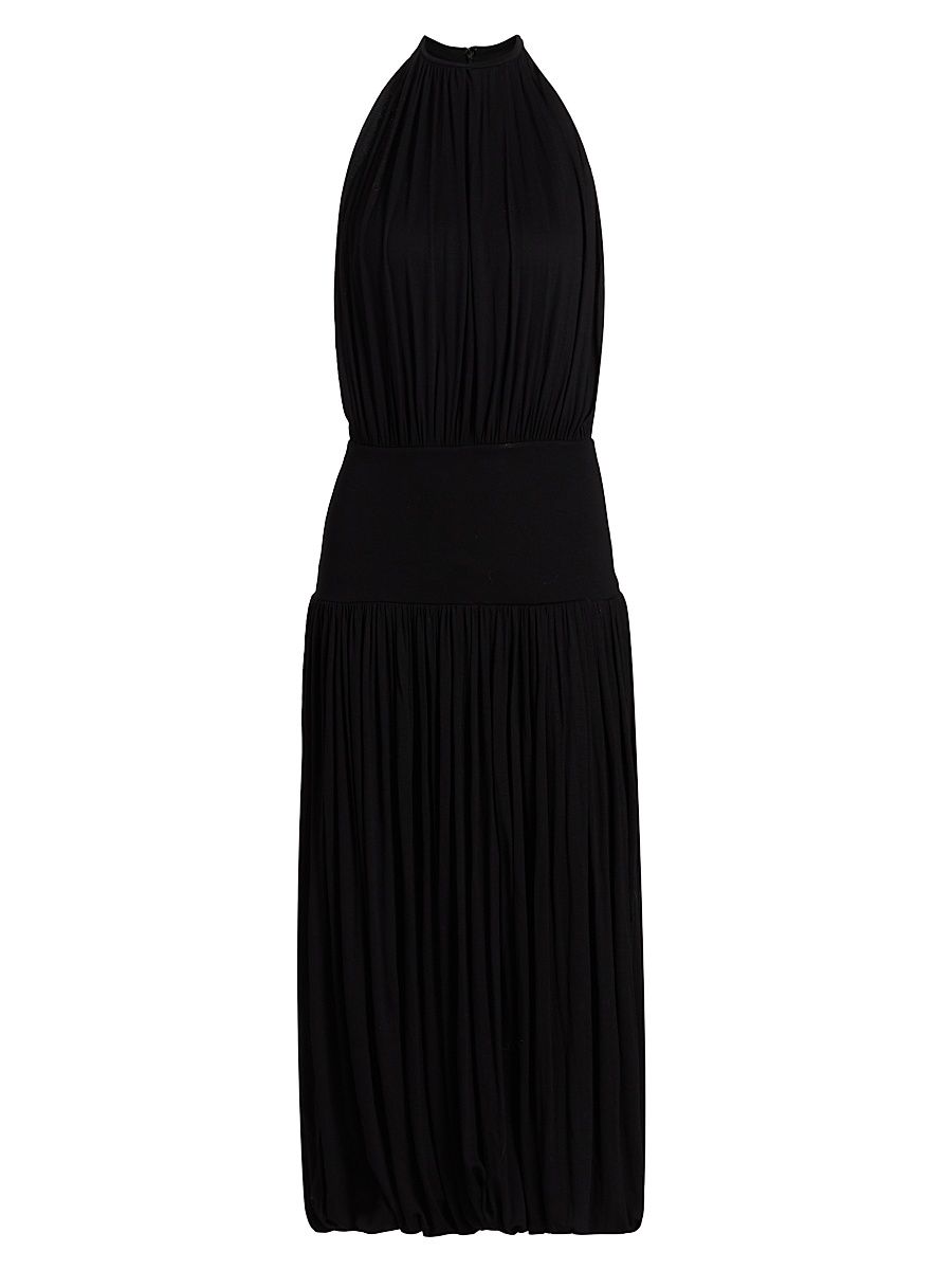 Women's Soft Gathered Midi-Dress - Black - Size XL