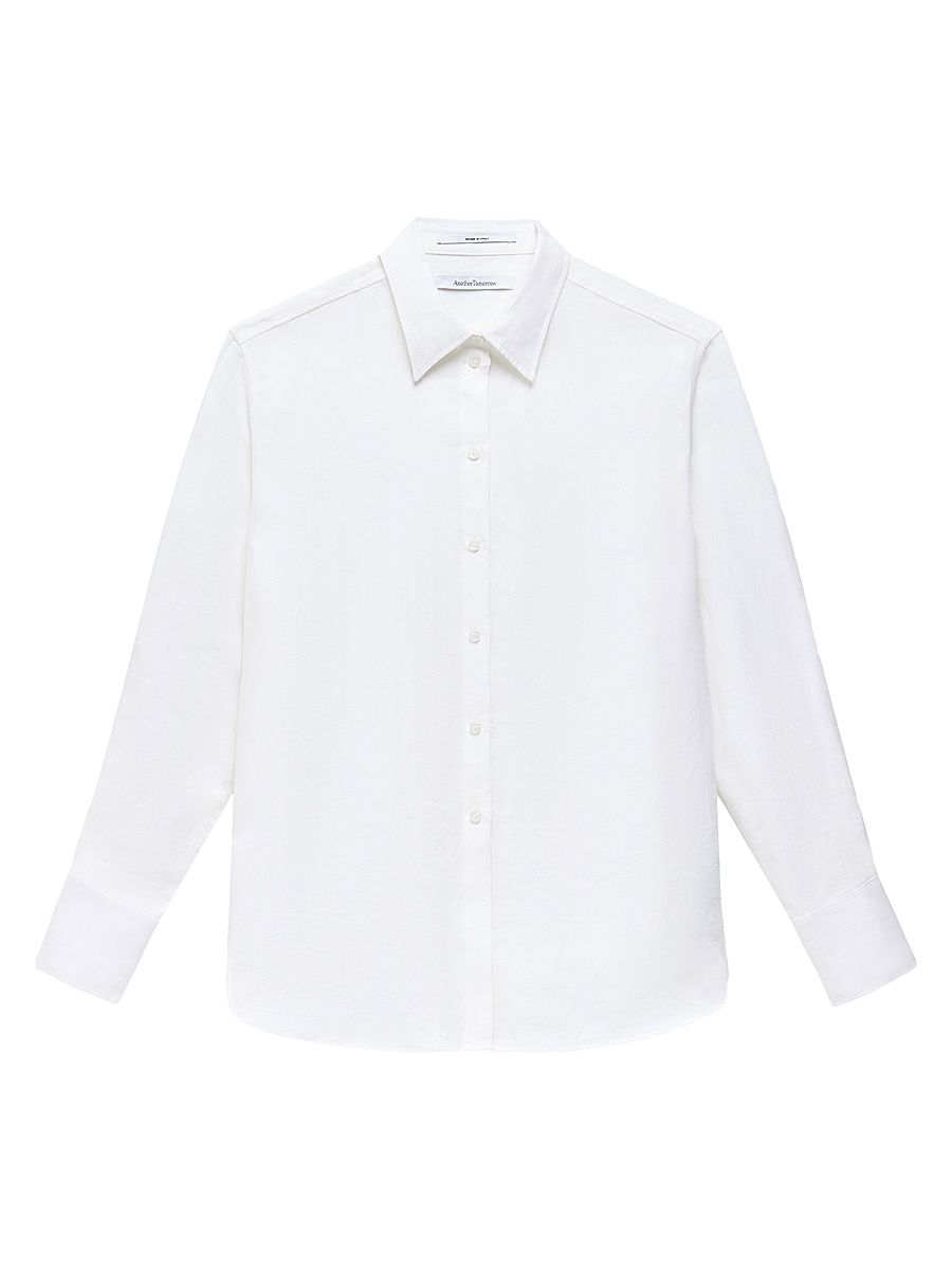 Women's Linen Oversized Mens Shirt - White - Size Large