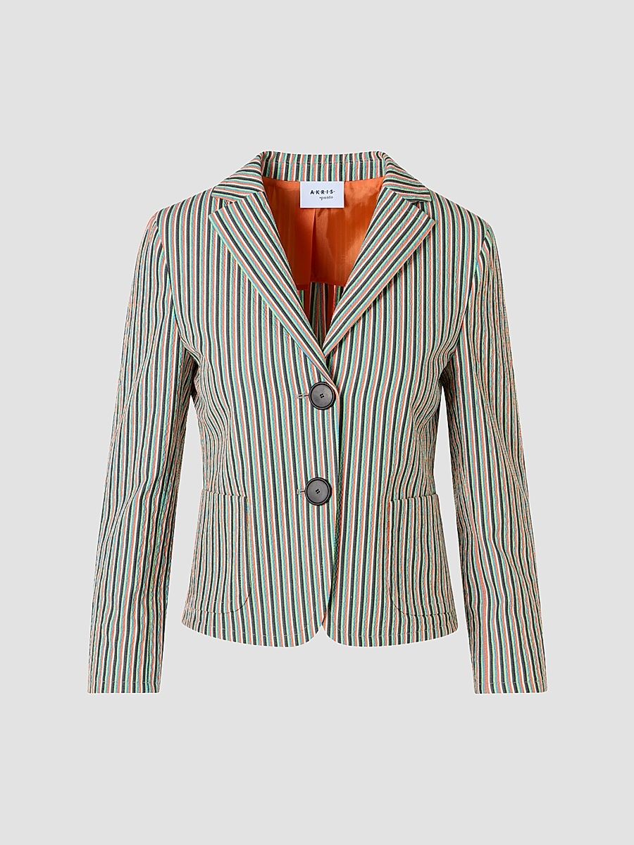 Women's Seersucker Stripe Stretch-Cotton Blazer - Size 16