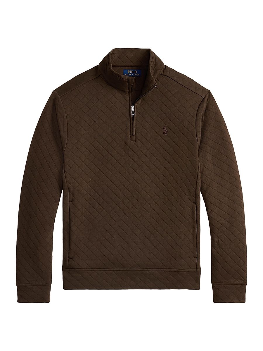 Polo Ralph Lauren Men's Quilted Double-Knit Jersey Sweatshirt - Nutmeg Brown - Size XS