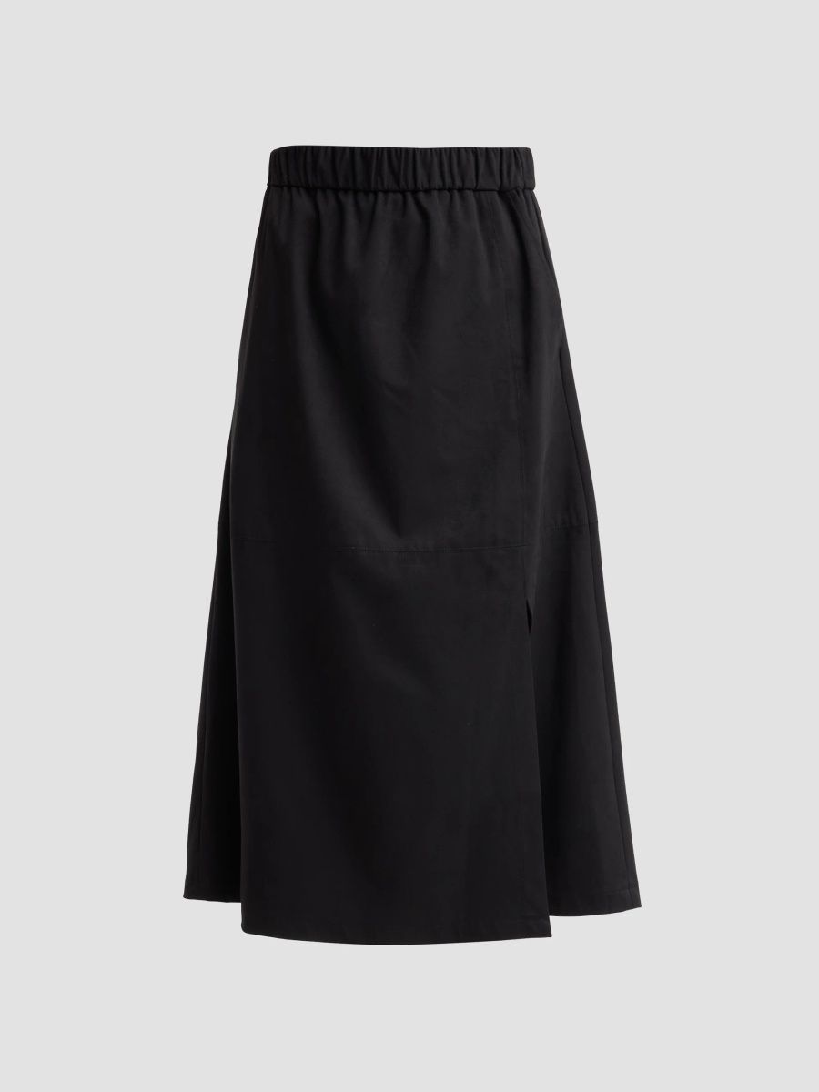 Ming Wang Women's Faux-Suede A-Line Midi Skirt - Dark Umber - Size XXS
