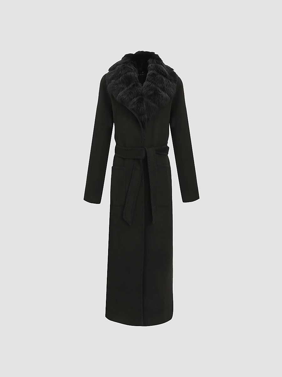 Gorski Women's Cashmere and Wool Coat with Detachable Collar - Black - Size Medium