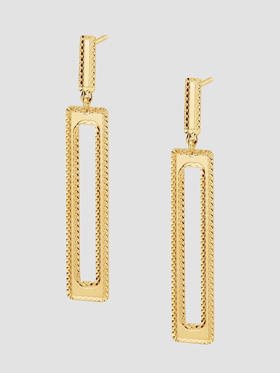 Women's 14K Yellow Gold Frame Drop Earrings - Gold