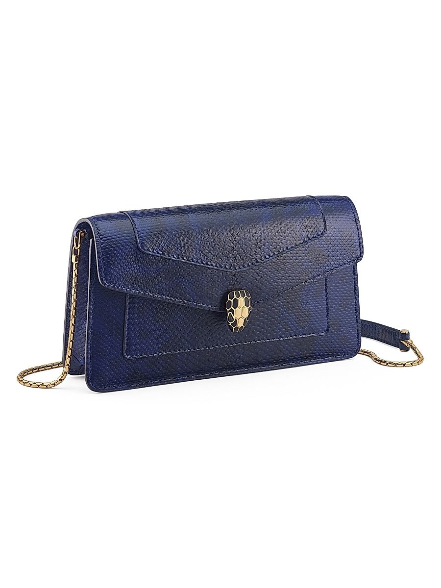 Women's Serpenti Snakeskin-Embossed Leather Pochette - Lapis