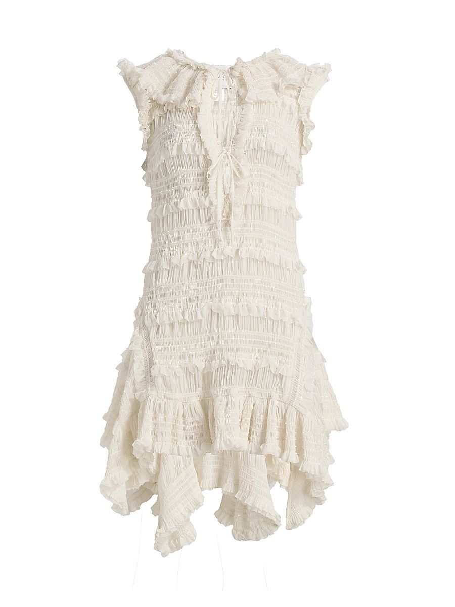 Women's Nora Ruffled Shift Minidress - Cream - Size 2