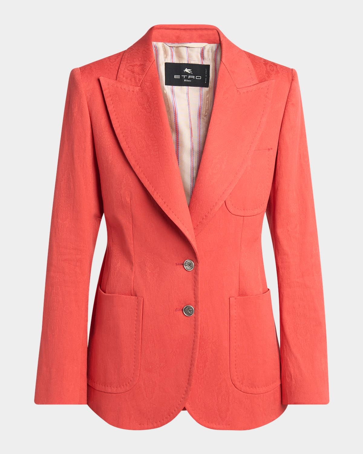 Paisley Jacquard Single-Breasted Jacket