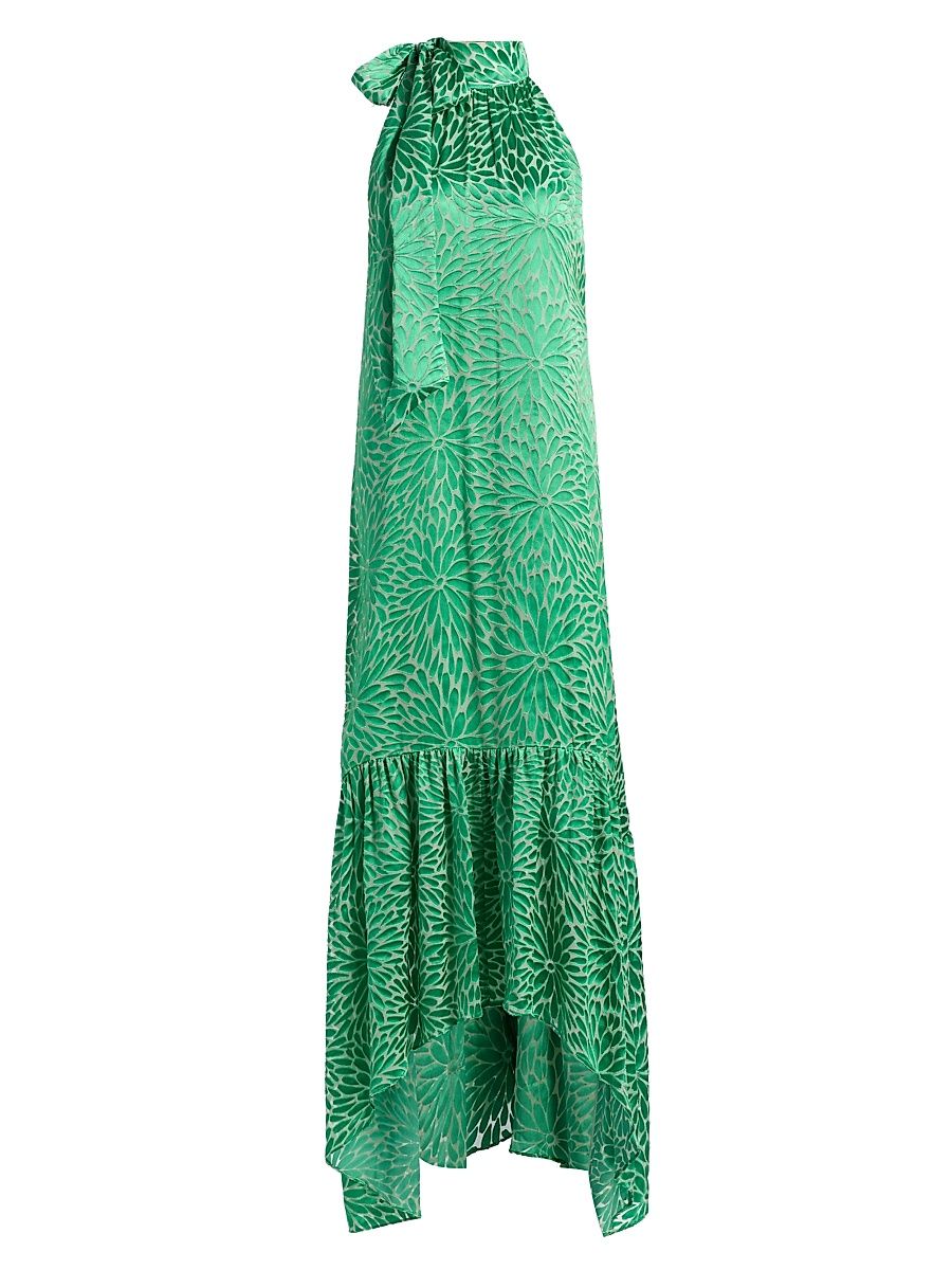 Women's Nickola Floral-Textured Maxi Dress - Bright Palm Burnout - Size XL