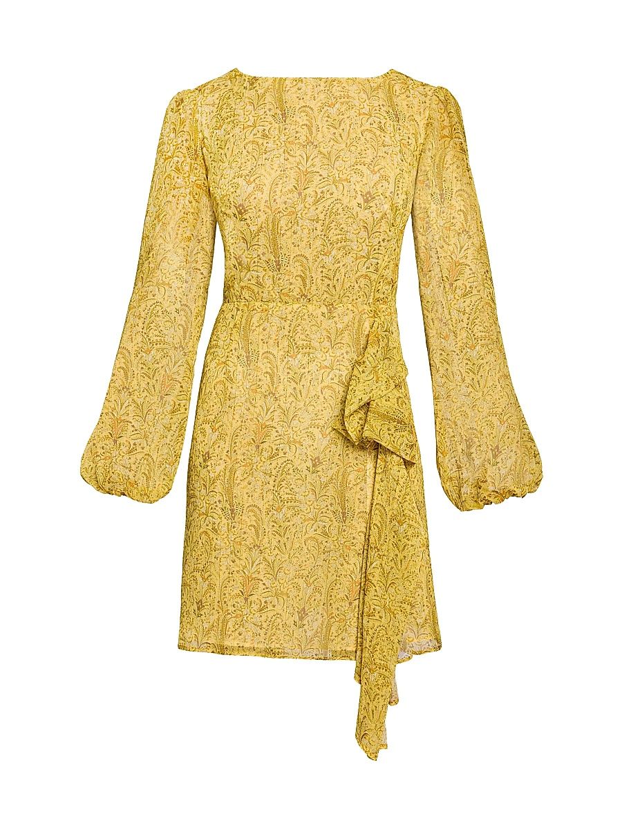 Women's Paisley Print Ruffle Minidress - Chamomile Multi - Size 8