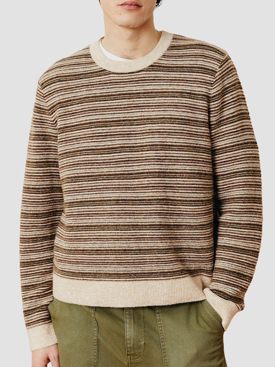 Corridor Men's Striped Knit Crewneck Sweater - Multi - Size Large