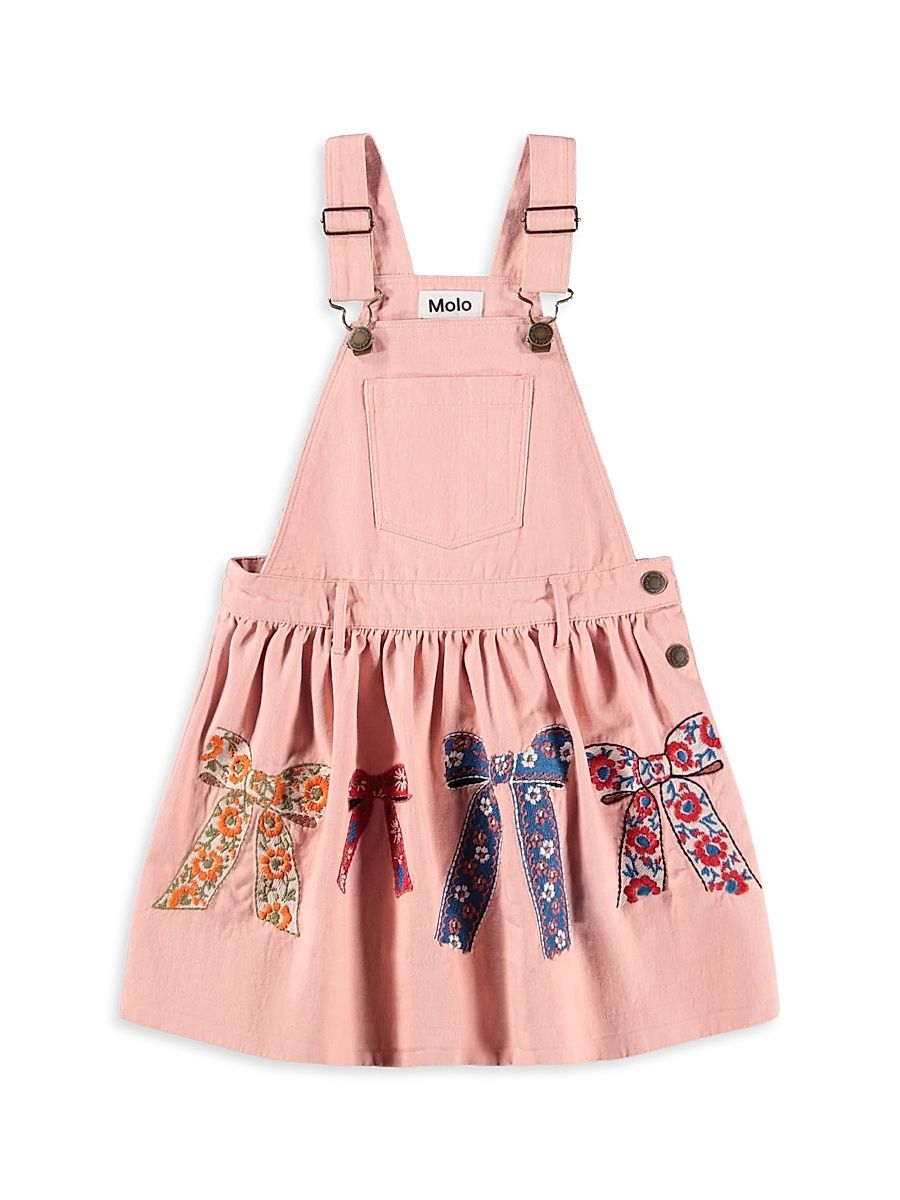 Little Girl's & Girl's Caris Bow Embroidered Overall Dress - Mellow Rose - Size 11