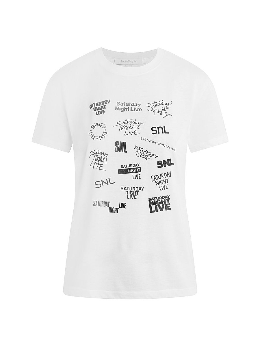 Women's Favorite Daughter x SNL Logo T-Shirt - White - Size XS