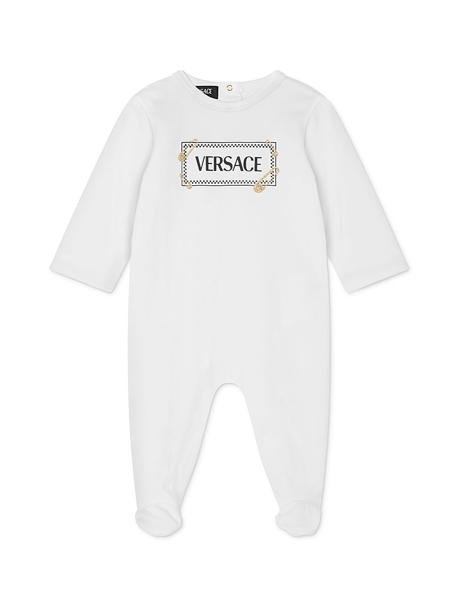 Baby's Safety Pin Logo Footie - White - Size 9 Months