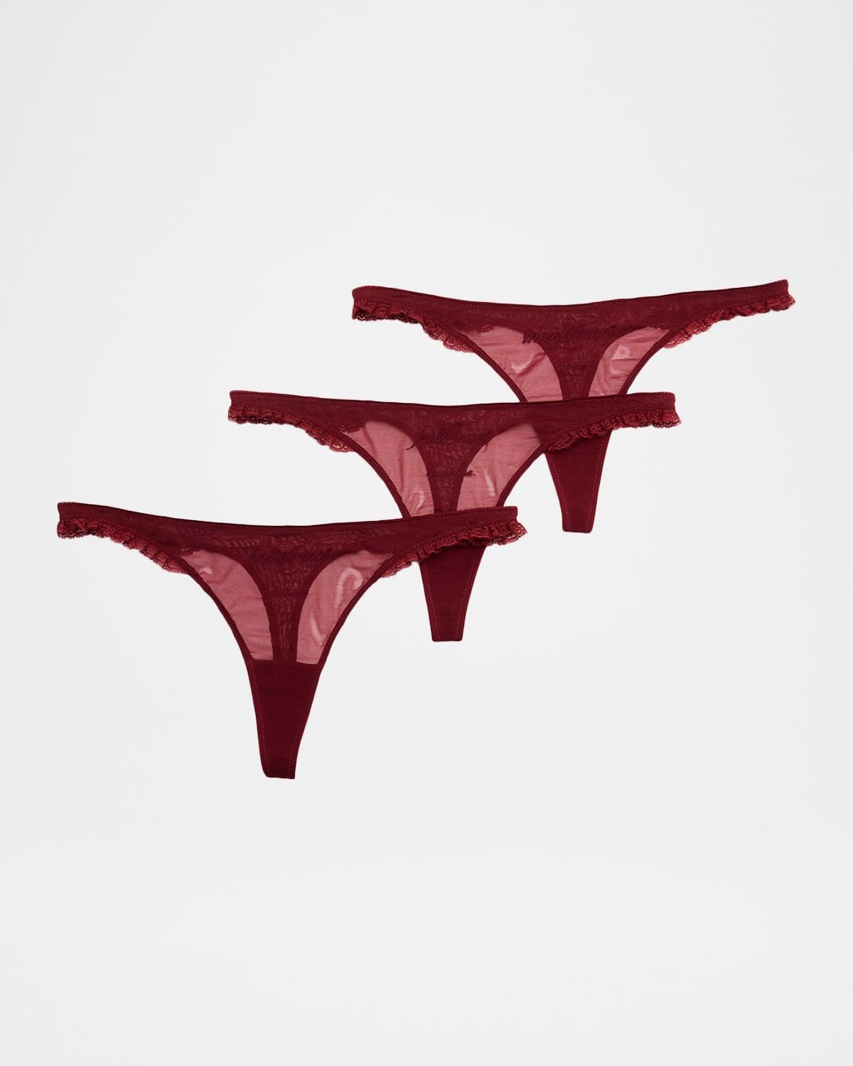 French Lessons Embroidered Thongs, Set of 3