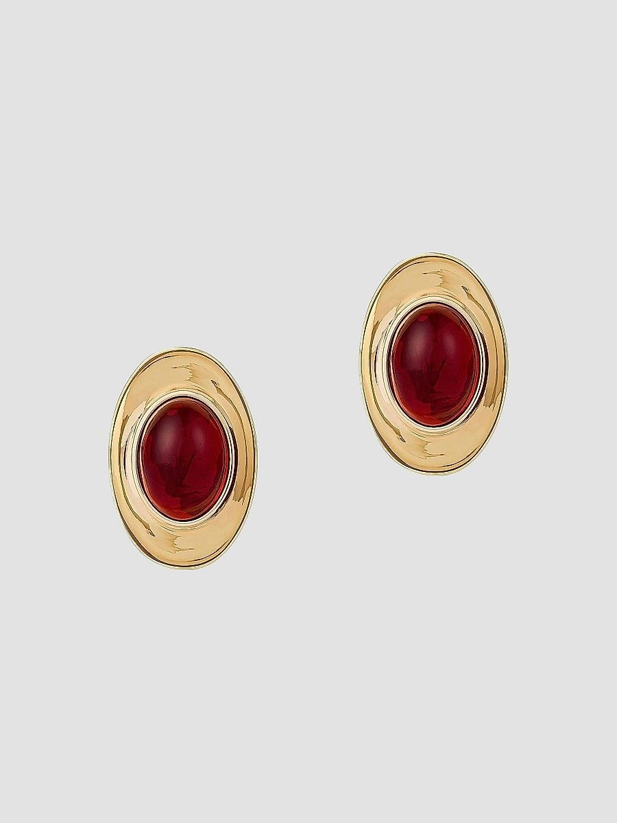 Givenchy Women's Sculpted Gem Earrings in Metal and Resin - Golden Red