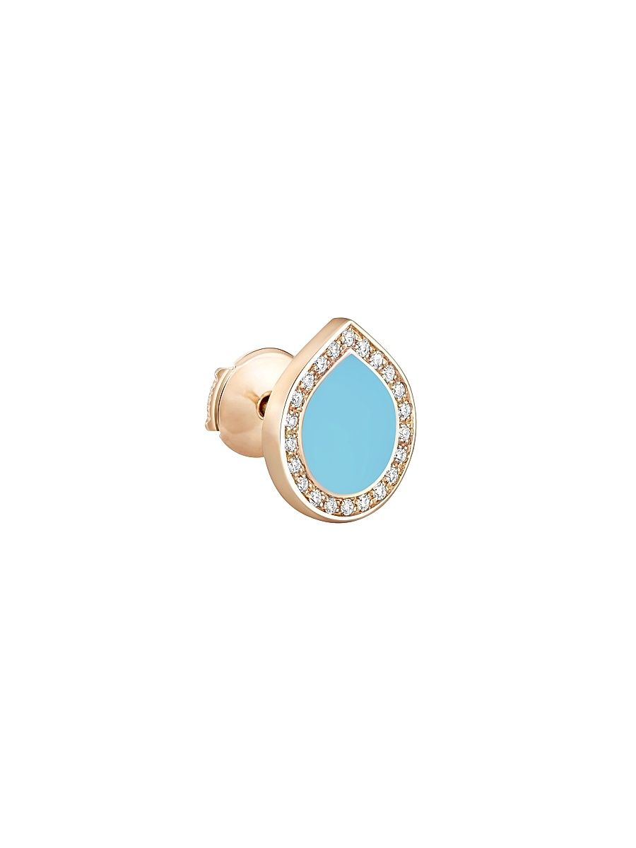 Women's Antifer 18K Rose Gold, Turquoise & 0.08 TCW Diamond Single Stud Earring - Turquoise