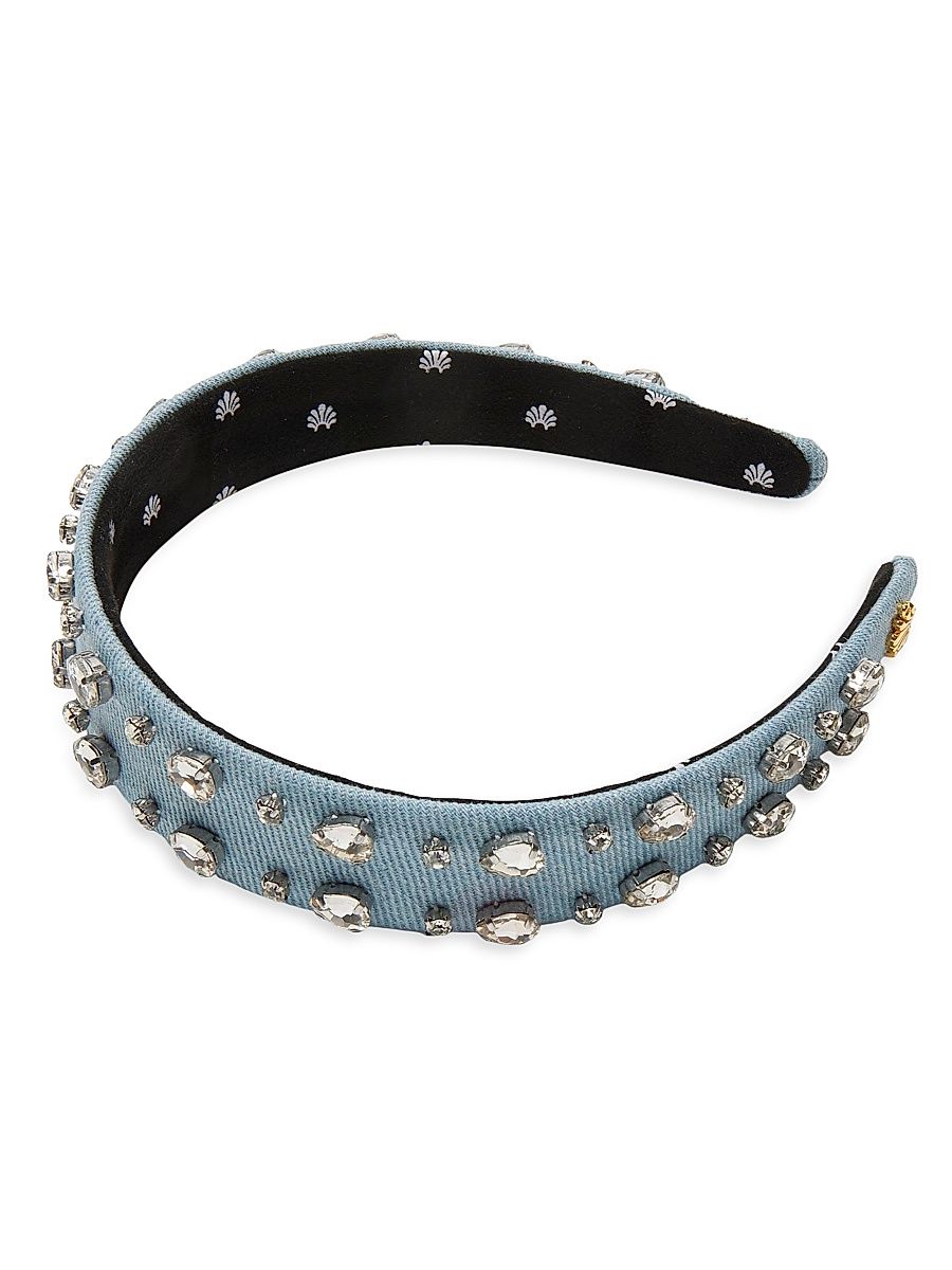 Women's Bessette Crystal & Raffia Headband - Light Denim