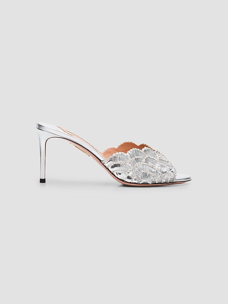 Women's Ce Soir 75MM Mules - Silver - Size 5