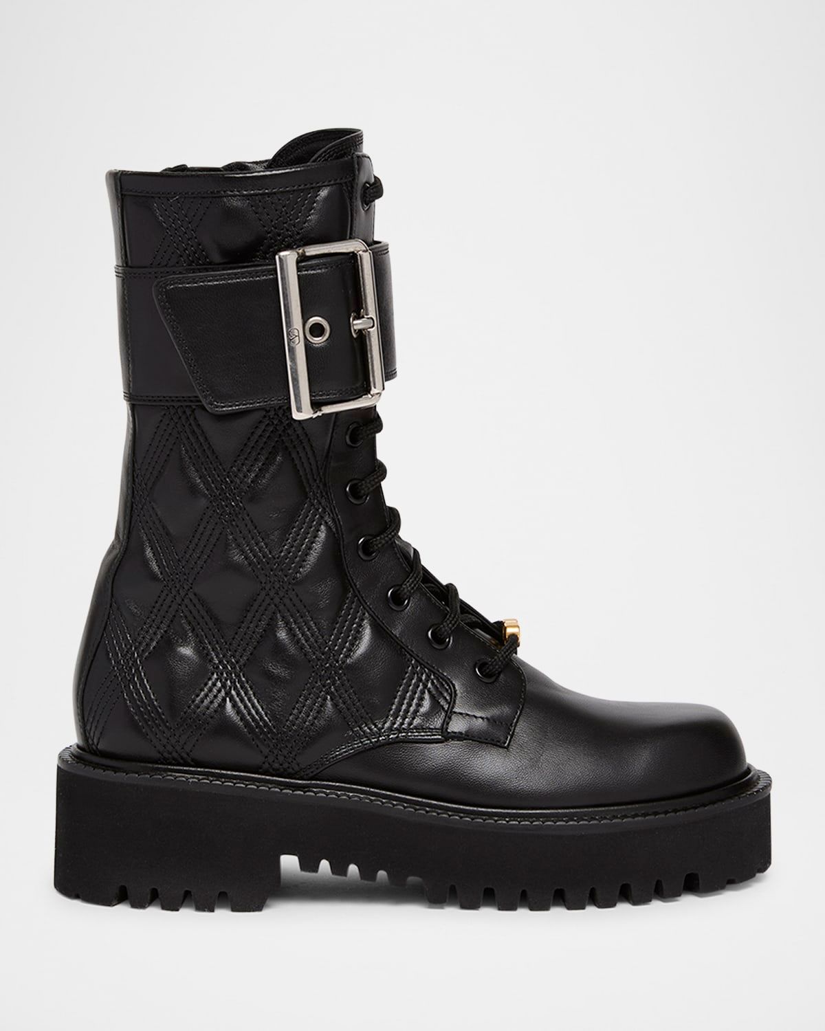Quilted 67 VLogo Leather Combat Boots