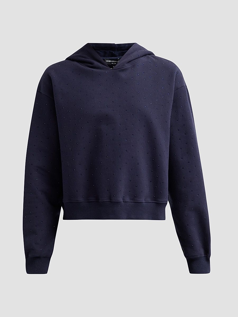 Women's Renae Crystal Hoodie - Midnight Navy - Size XL