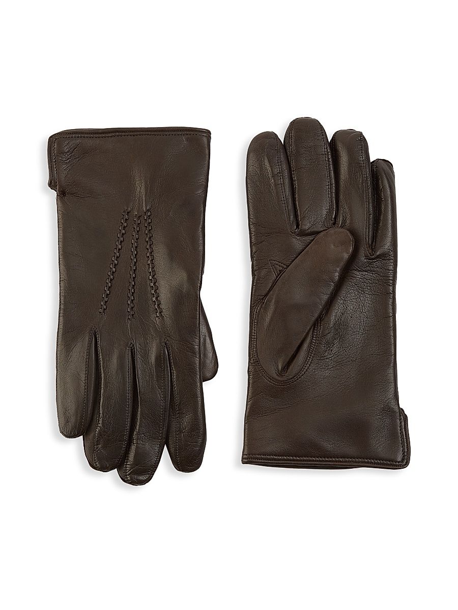 Men's COLLECTION Leather Touch Tech Gloves - Brown - Size Large