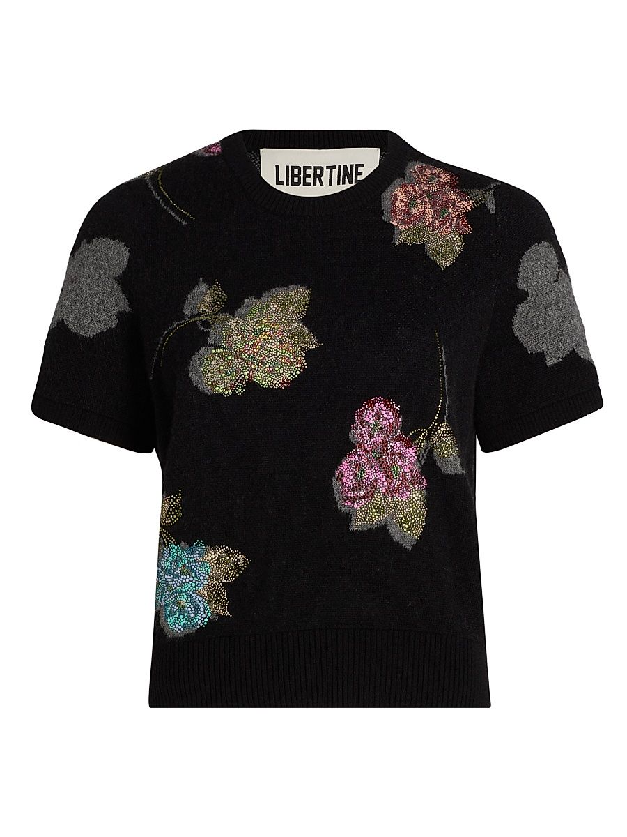 Women's Primrose Shadows Cashmere Short-Sleeve Sweater - Size XS