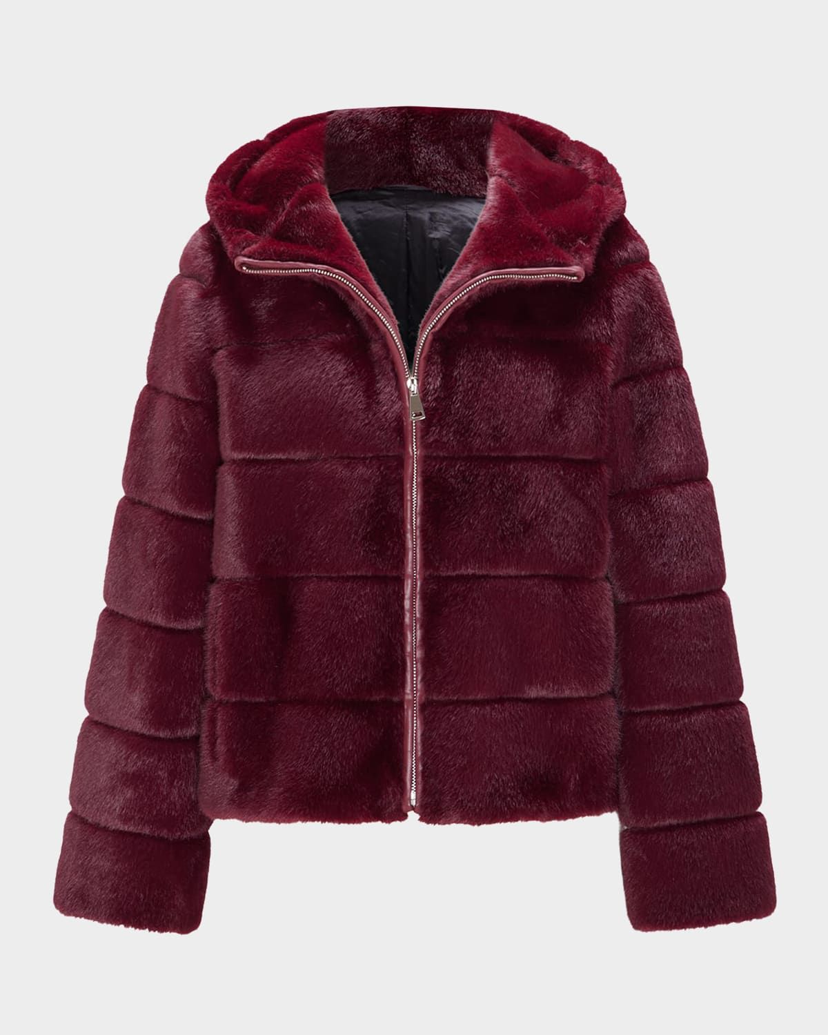 Fur-Free Hooded Faux Mink Zip Jacket