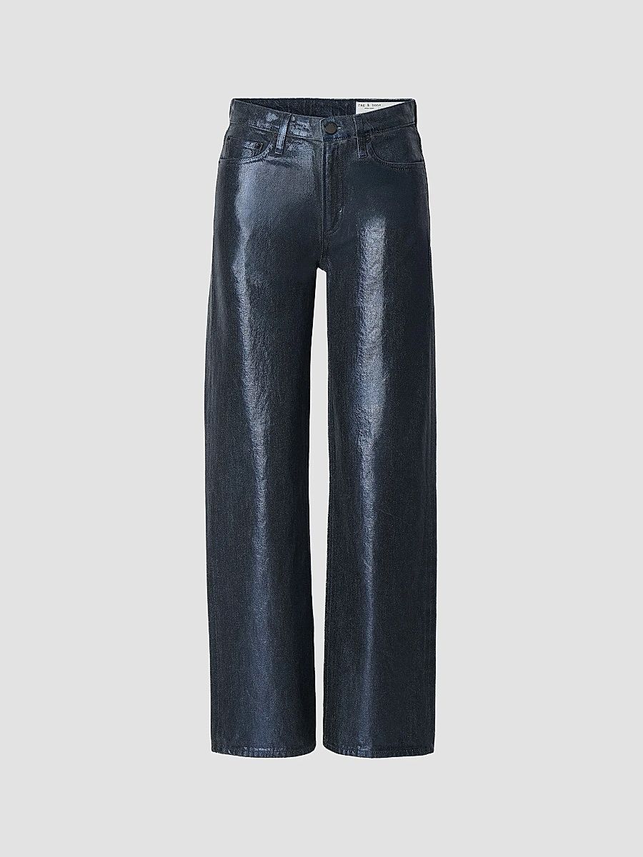 Women's Logan Coated Wide-Leg Pants - Dark Rinse Foil - Size 28