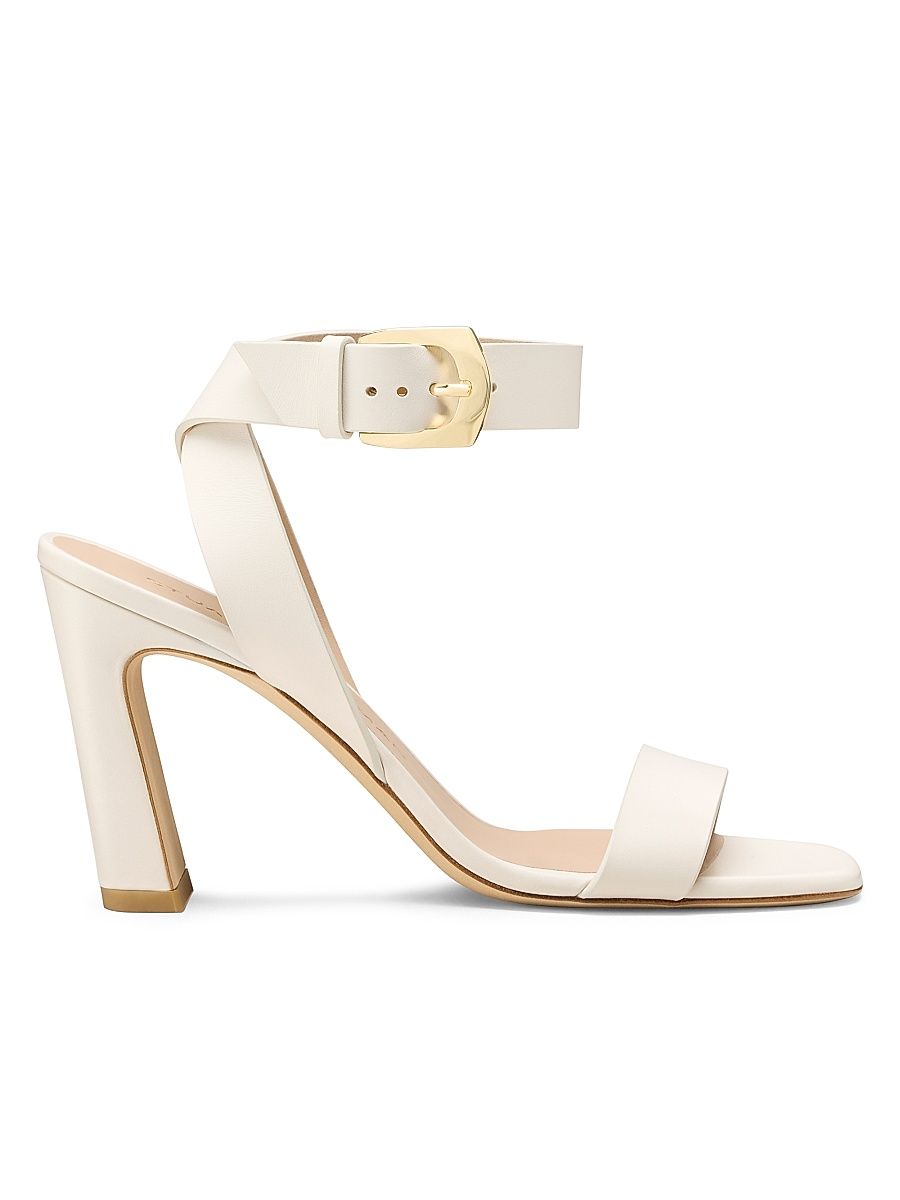 Women's Sai 85MM Leather Block-Heel Sandals - Cream - Size 9.5