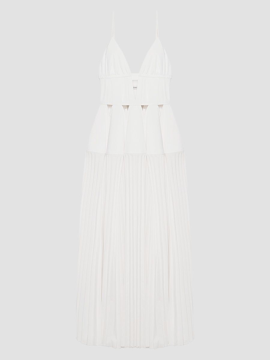 Women's Selene Pleated Cotton Gown - White - Size 14